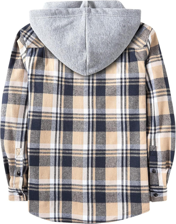 Cozy Autumn Plaid Hooded Shirt