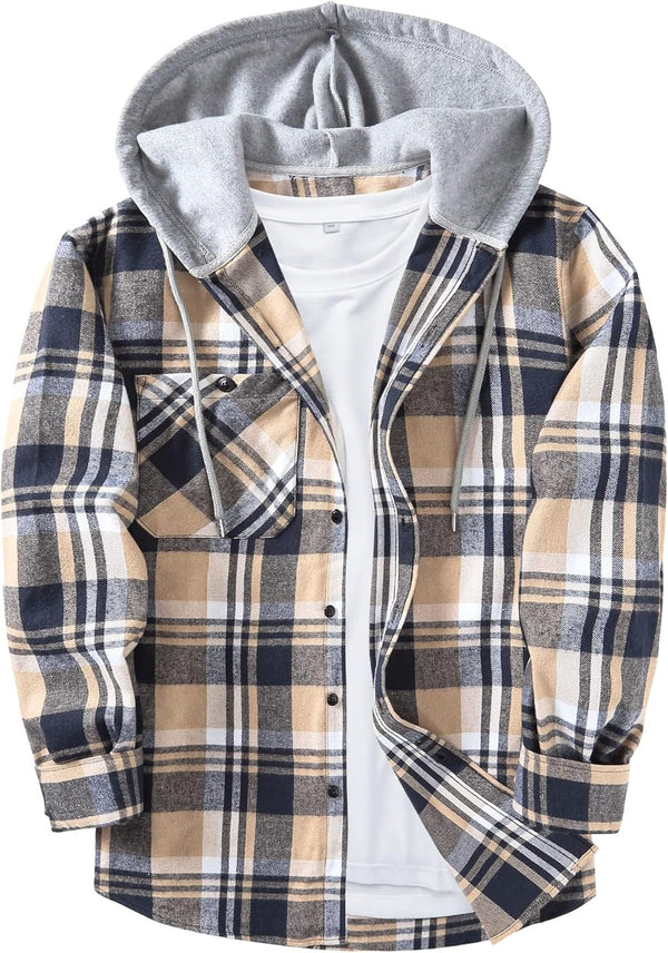 Cozy Autumn Plaid Hooded Shirt