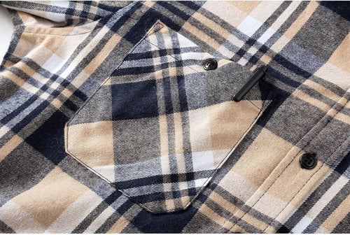 Cozy Autumn Plaid Hooded Shirt